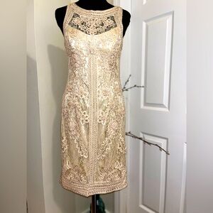 Sue Wong Elegant Lace Dress in Cream